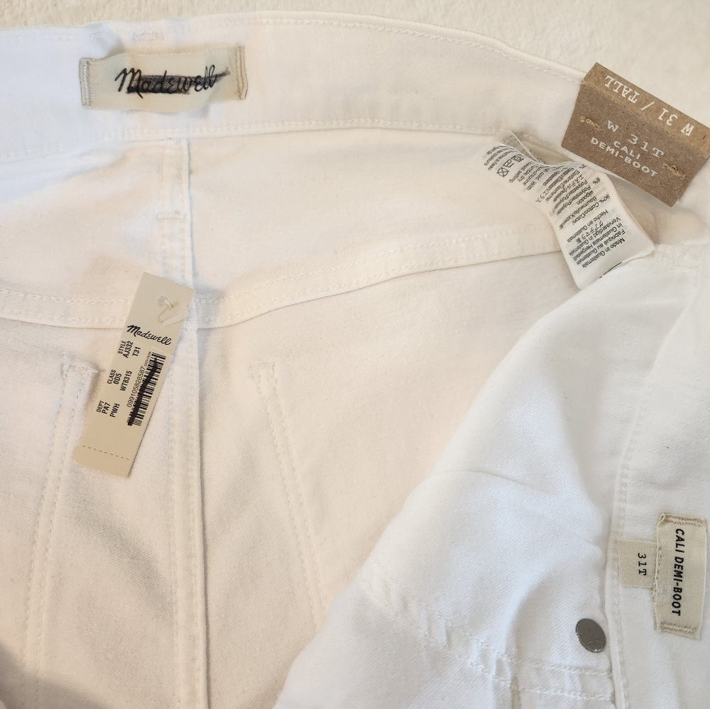 NWT Tall Madewell Cali demi-boot white jeans - Picture 3 of 7